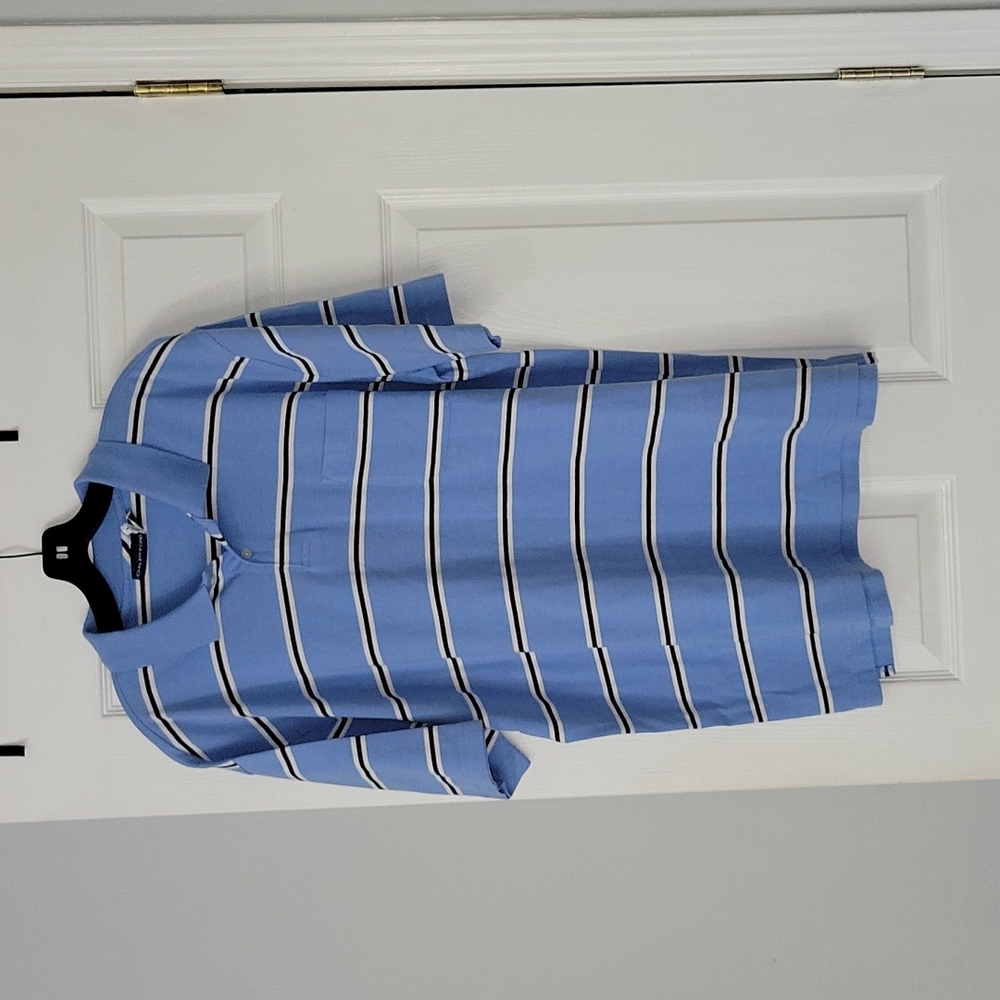 John Ashford|Men|Size Extra Large(XL)|Blue with Black and White Striped